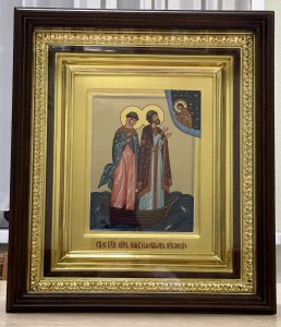 Икона «Петр и Феврония» в резном киоте Мичуринск